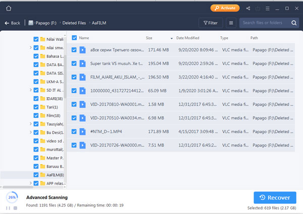 Proses Scan EaseUS Data Recovery Wizard